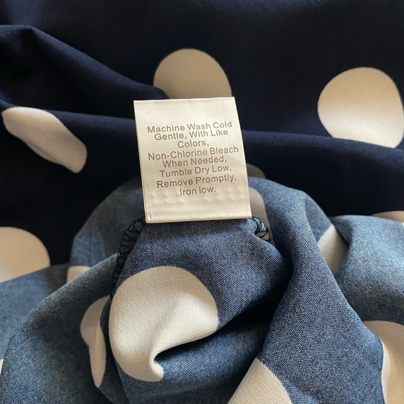 Woman’s Navy Blue White Dots Dress - Picture 6 of 6